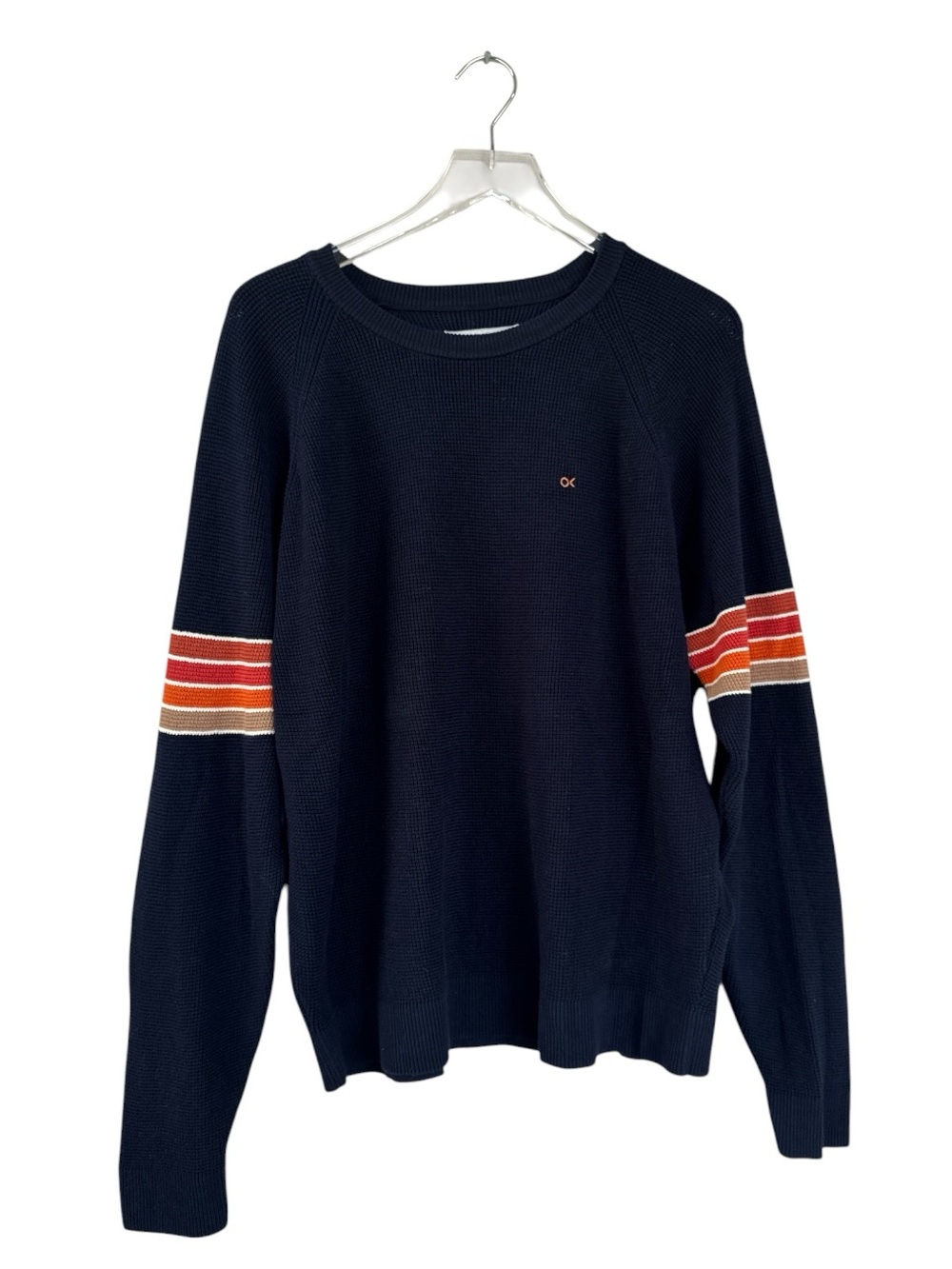 Outerknown Nostalgic Sweater Men’s XL Navy Burnt Rainbow Organic Cotton